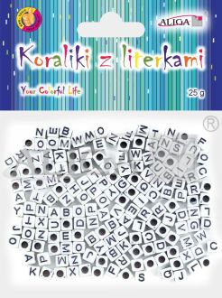 Koraliki PJA-0330 plastikowe z literkami, rozm. 6x6mm, op.25g