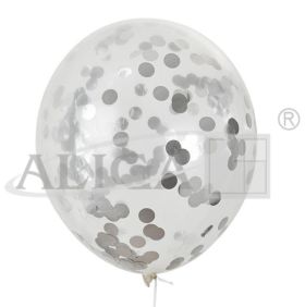 Balony z konfetti BKN-8599 srebrnym op.5szt 30cm