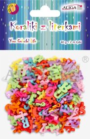 Koraliki PJA-8541 plastikowe z literkamim wys. 2cm, op.40g   2m żyłki