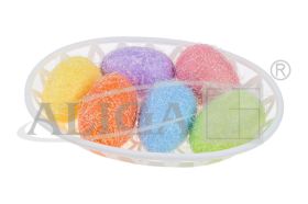 Jajka styropianowe WPJ-3699 kolorowe, w koszyczku, op. 6szt., rozm. 6cm