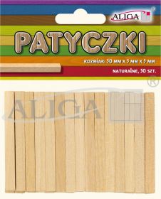 Patyczki PK-2229 drewniane naturalne rozm.50x5x5mm,op.50 szt.,