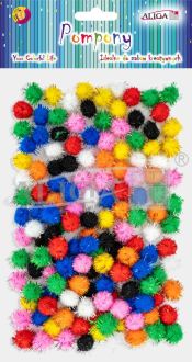 Pompons PM-3489 Mix colors pack.150pcs. dia 1,3cm