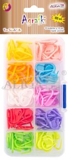 Agrafki AGR-5847 plastikowe, kolorowe, rozm. 10 x 23mm, pudełko 100szt.