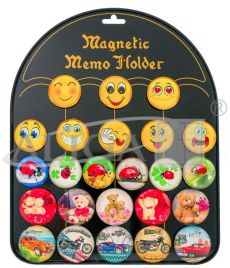 Magnesy MG-6654-MIX 2, 24szt./1 blacha, biedronki, owoce, pojazdy , buźki PROM