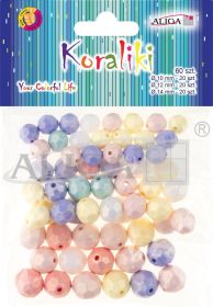 Koraliki plastikowe PJ-7789 dekoracyjne, mix kol., rozm. 10, 12, 14mm, op. 60szt.