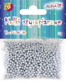 Kulki styropianowe KSK-9837 srebrne, rozm.  2,5-3,5mm, op. 2g